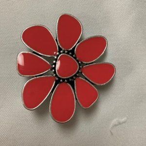 Grace Adele Red Enamel flower bag clip